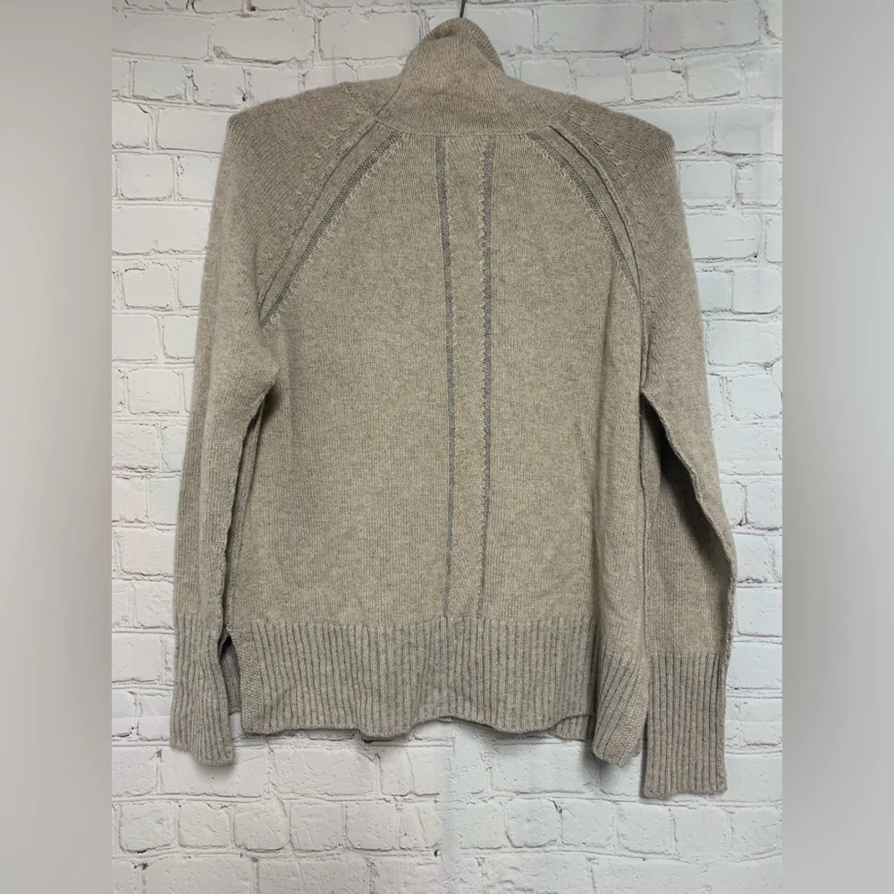Kinross Cashmere Plait Funnel Neck Tan Gray Sweater Size XS 38” - Picture 5 of 5